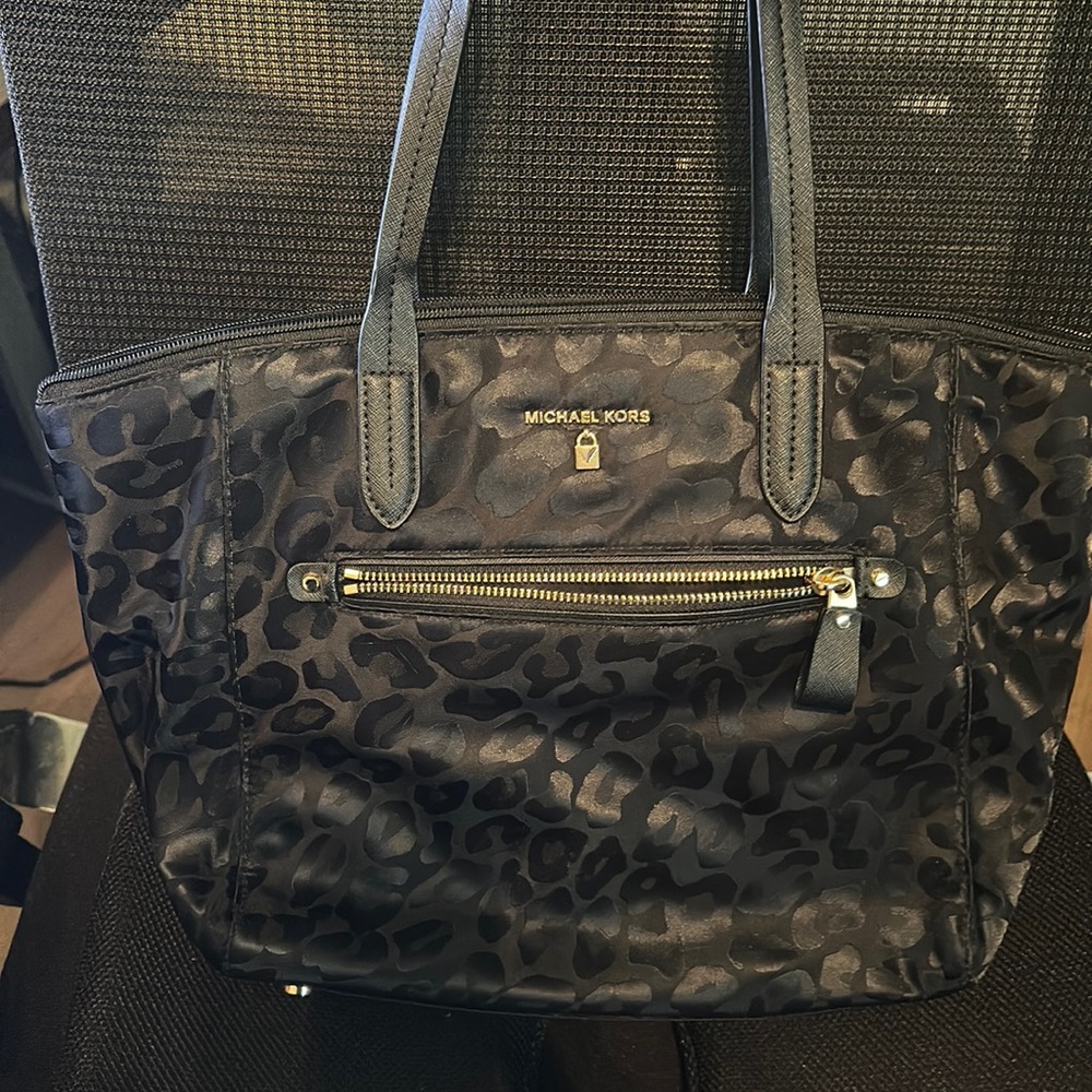 Michael Kors black leopard tote